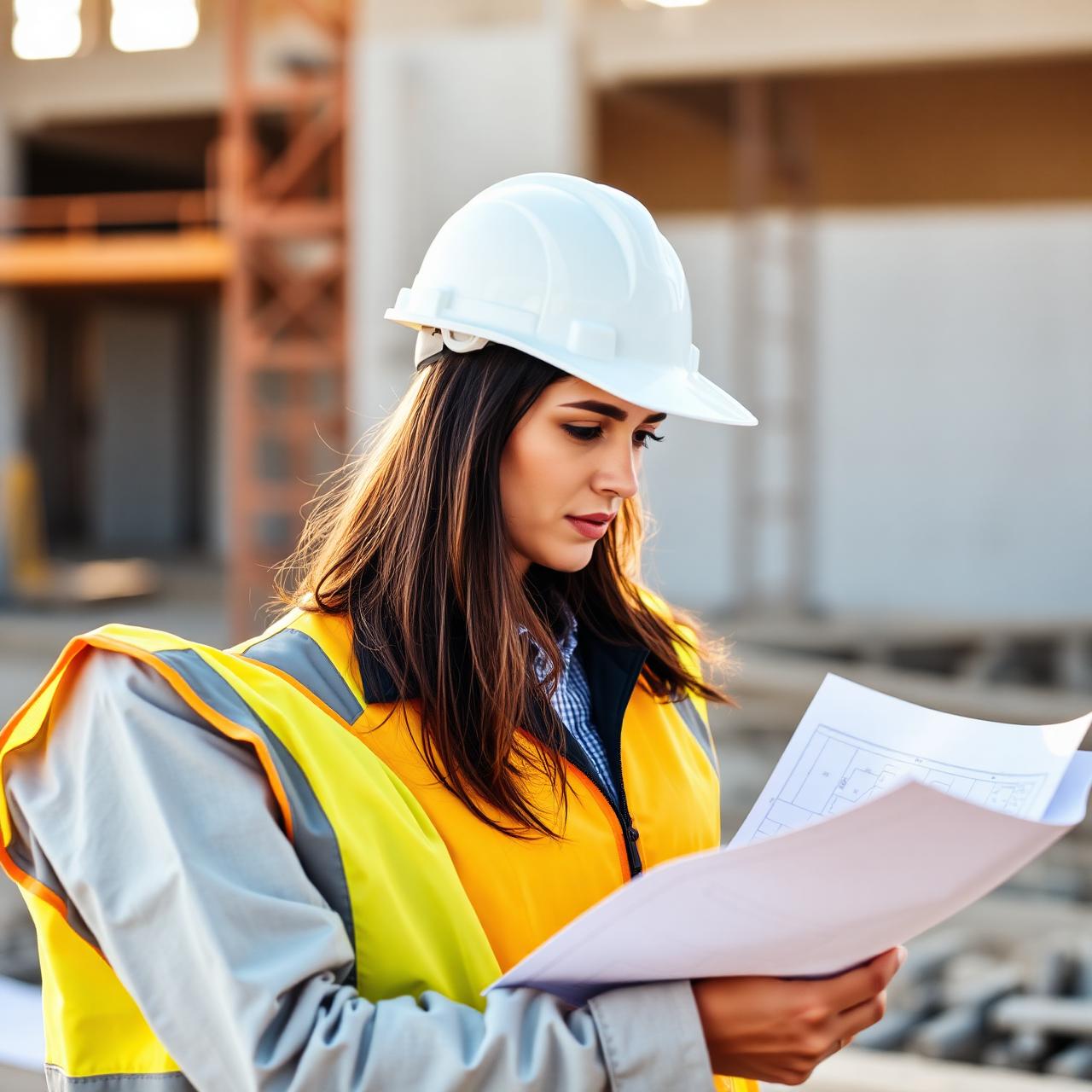 NES engineer reviewing blueprints on site